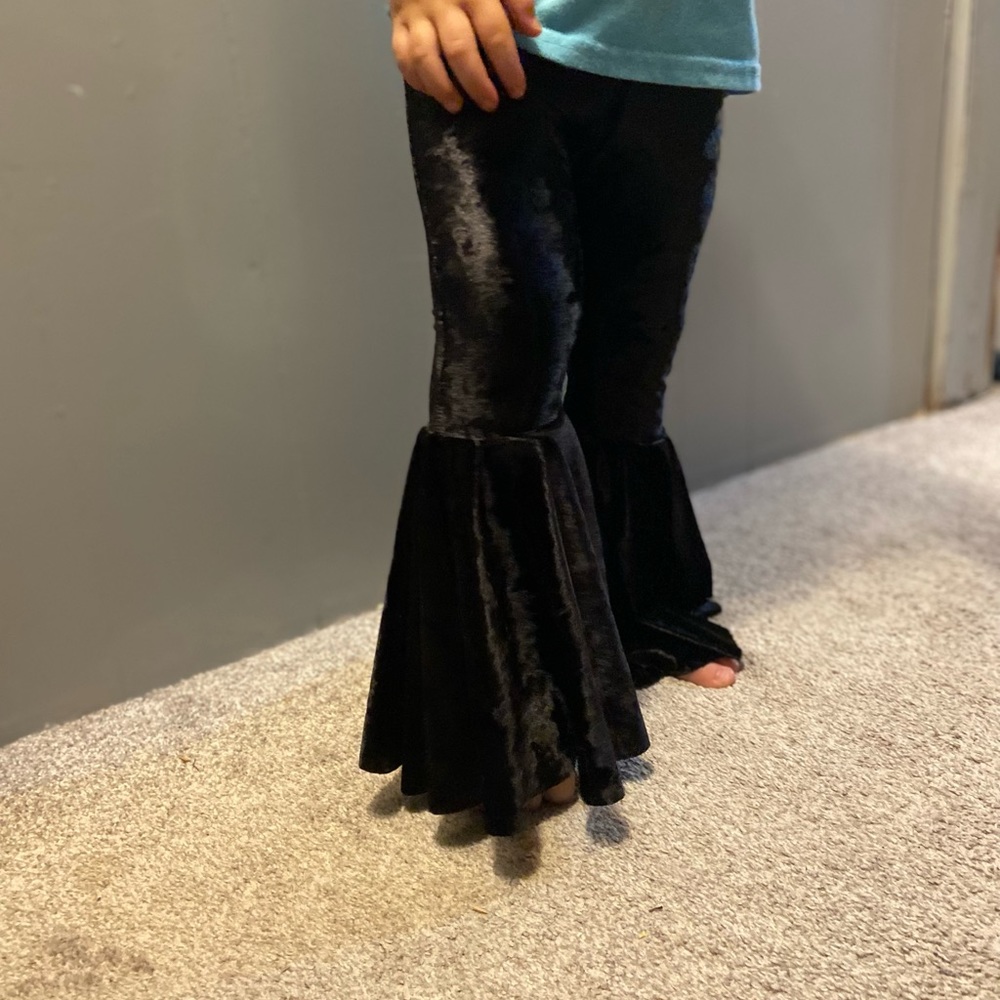 Little girls handmade bell bottoms size 3T black velvet